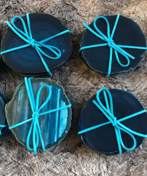 Teal Agate Microcrystalline Quartz Premium Coasters (Set of 4) Gift - Image 17