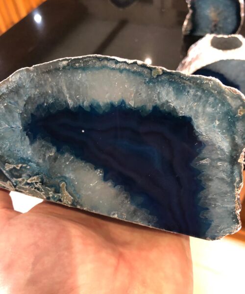 Large Blue Agate End Microcrystalline Quartz Silver Gilded Tealight Candle Holder - Image 10