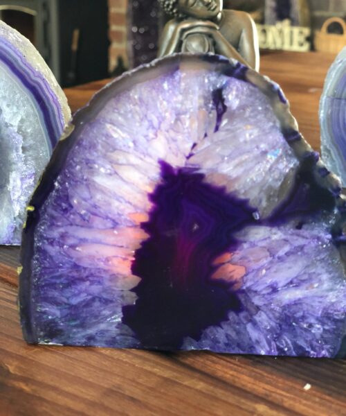 Alternative view of Large Purple Agate End Microcrystalline Quartz Tealight Candle Holder Ornament Gift
