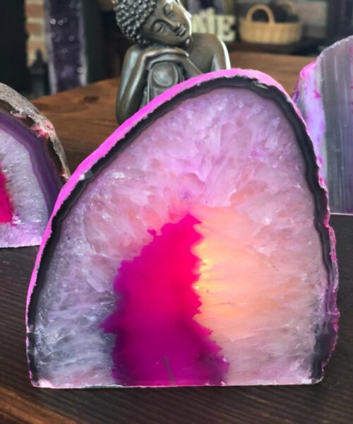 Large Pink Agate End Microcrystalline Quartz Tealight Candle Holder Ornament Gift - Image 3