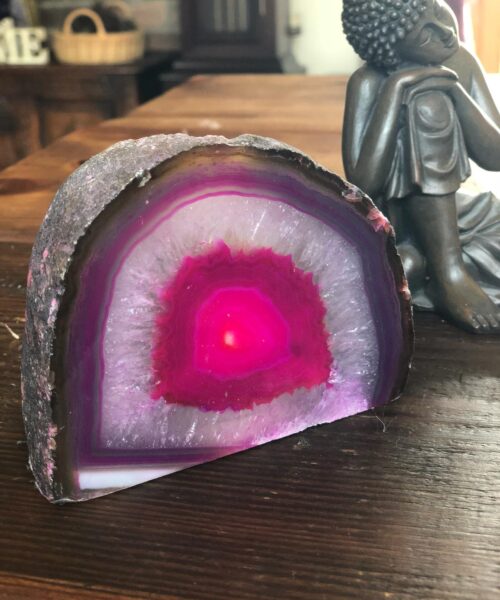 Large Pink Agate End Microcrystalline Quartz Tealight Candle Holder Ornament Gift - Image 4