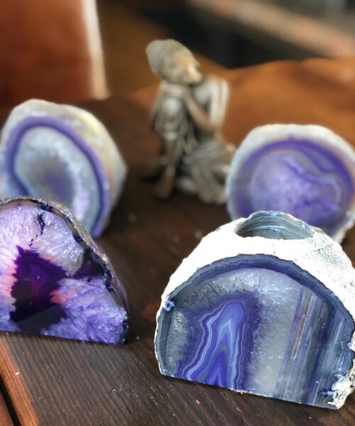Large Purple Agate End Microcrystalline Quartz Tealight Candle Holder Ornament Gift - Image 4