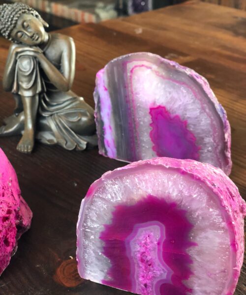 Large Pink Agate End Microcrystalline Quartz Tealight Candle Holder Ornament Gift - Image 5