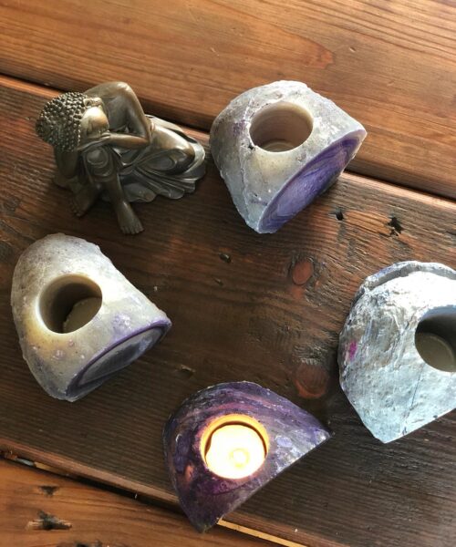 Large Purple Agate End Microcrystalline Quartz Tealight Candle Holder Ornament Gift - Image 5