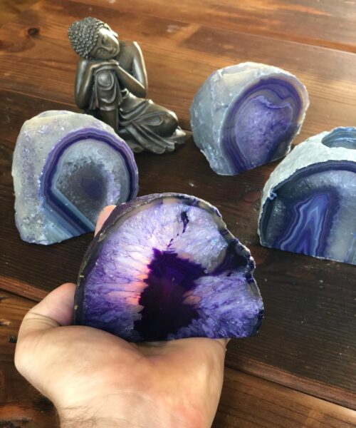 Large Purple Agate End Microcrystalline Quartz Tealight Candle Holder Ornament Gift - Image 6