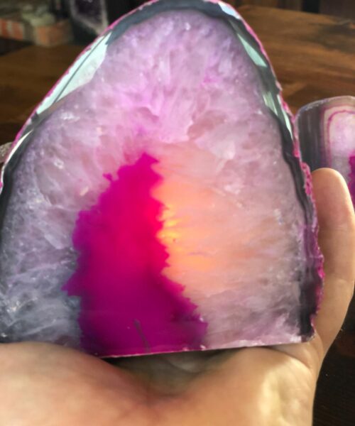 Large Pink Agate End Microcrystalline Quartz Tealight Candle Holder Ornament Gift - Image 8