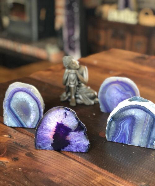 Large Purple Agate End Microcrystalline Quartz Tealight Candle Holder Ornament Gift