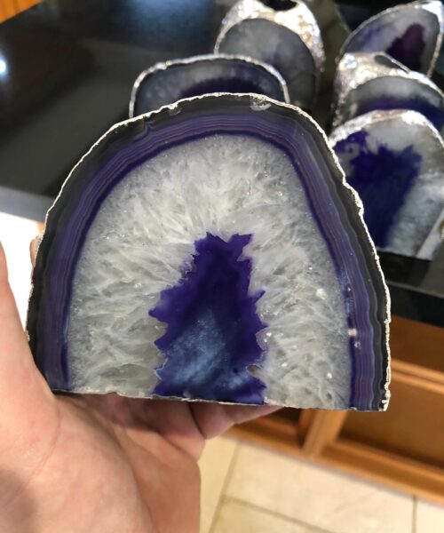 Large Purple Agate End Microcrystalline Quartz Silver Gilded Tealight Candle Holder - Image 13