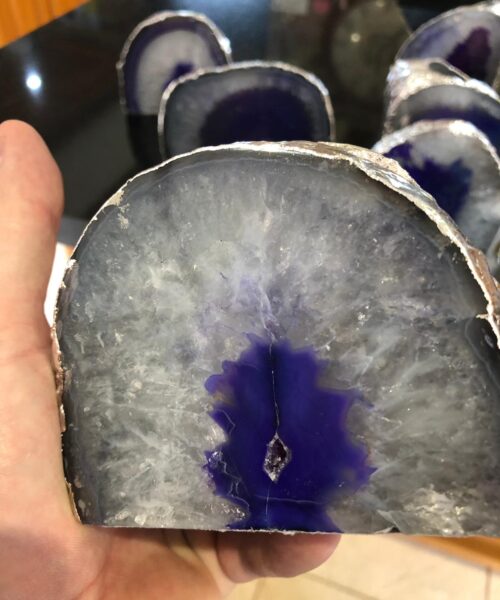 Large Purple Agate End Microcrystalline Quartz Silver Gilded Tealight Candle Holder - Image 15