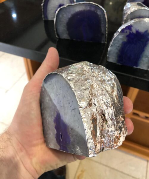 Large Purple Agate End Microcrystalline Quartz Silver Gilded Tealight Candle Holder - Image 16