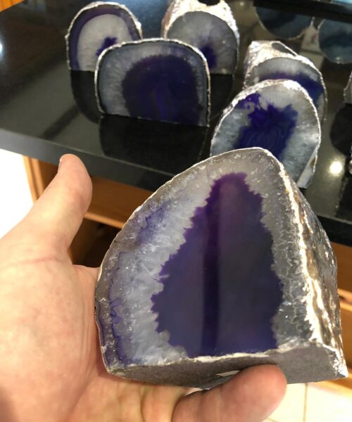 Large Purple Agate End Microcrystalline Quartz Silver Gilded Tealight Candle Holder - Image 17