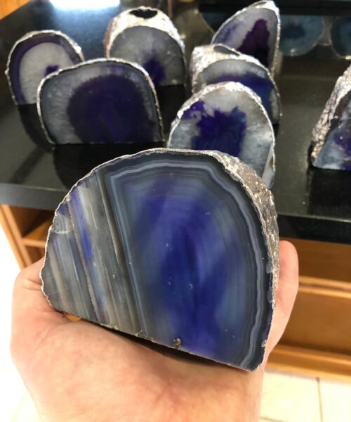 Large Purple Agate End Microcrystalline Quartz Silver Gilded Tealight Candle Holder - Image 19