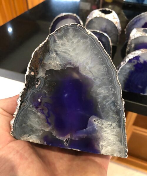Large Purple Agate End Microcrystalline Quartz Silver Gilded Tealight Candle Holder - Image 7