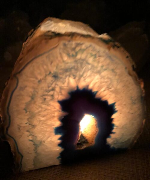Large Teal Agate End Microcrystalline Quartz Tealight Candle Holder Ornament - Image 11