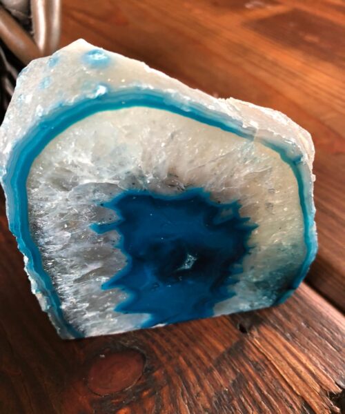 Large Teal Agate End Microcrystalline Quartz Tealight Candle Holder Ornament - Image 6