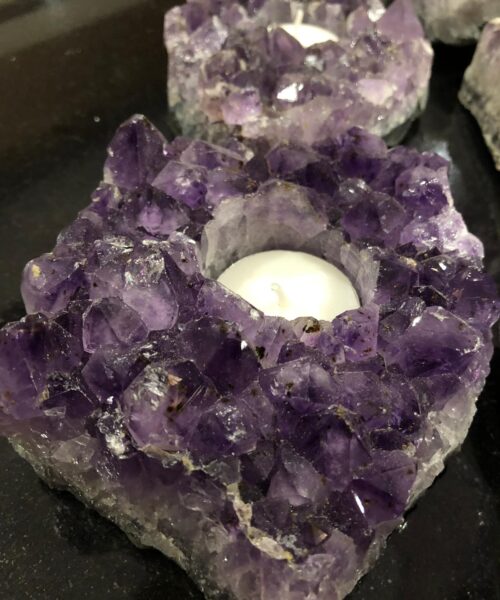 Very Large Premium A Grade Amethyst Cluster Druzy Candle / Tealight Holders - Image 12