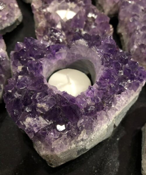Very Large Premium A Grade Amethyst Cluster Druzy Candle / Tealight Holders - Image 13