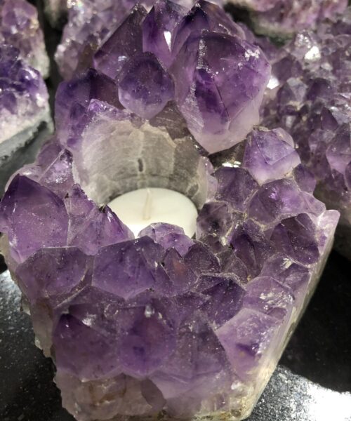 Very Large Premium A Grade Amethyst Cluster Druzy Candle / Tealight Holders - Image 14