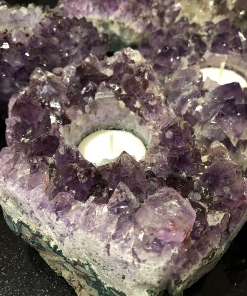 Very Large Premium A Grade Amethyst Cluster Druzy Candle / Tealight Holders - Image 16