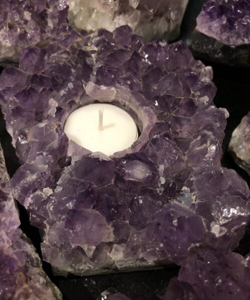 Very Large Premium A Grade Amethyst Cluster Druzy Candle / Tealight Holders - Image 18