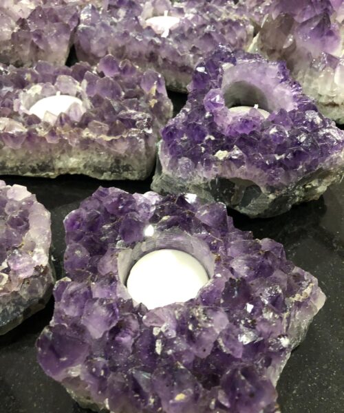 Very Large Premium A Grade Amethyst Cluster Druzy Candle / Tealight Holders - Image 4