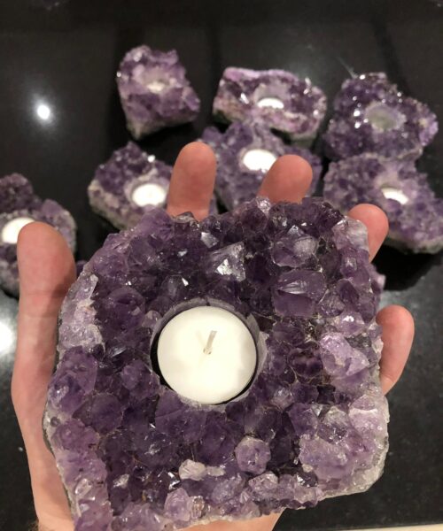 Very Large Premium A Grade Amethyst Cluster Druzy Candle / Tealight Holders - Image 23
