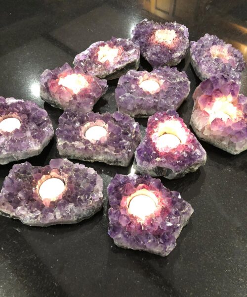 Very Large Premium A Grade Amethyst Cluster Druzy Candle / Tealight Holders - Image 24