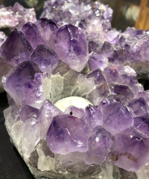 Very Large Premium A Grade Amethyst Cluster Druzy Candle / Tealight Holders - Image 7