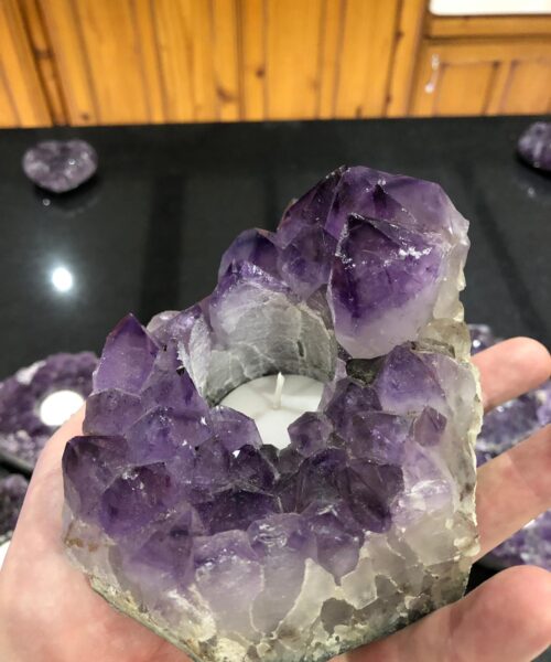 Very Large Premium A Grade Amethyst Cluster Druzy Candle / Tealight Holders - Image 9