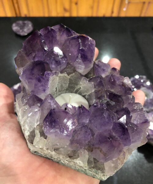 Very Large Premium A Grade Amethyst Cluster Druzy Candle / Tealight Holders - Image 10