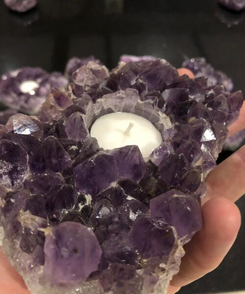 Very Large Premium A Grade Amethyst Cluster Druzy Candle / Tealight Holders - Image 11