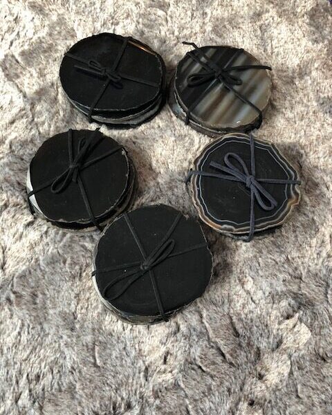 Alternative view of Black Agate Microcrystalline Quartz Premium Coasters (set of 4) Gift