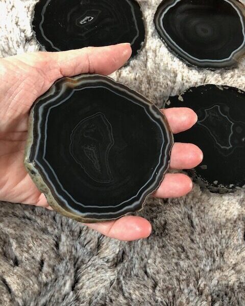 Black Agate Microcrystalline Quartz Premium Coasters (set of 4) Gift - Image 11