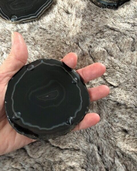 Black Agate Microcrystalline Quartz Premium Coasters (set of 4) Gift - Image 13