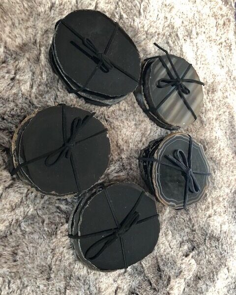 Black Agate Microcrystalline Quartz Premium Coasters (set of 4) Gift - Image 3