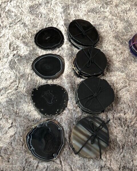 Black Agate Microcrystalline Quartz Premium Coasters (set of 4) Gift - Image 5