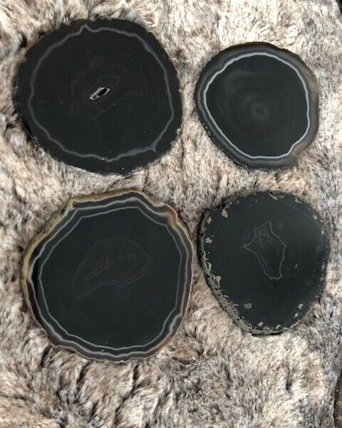 Black Agate Microcrystalline Quartz Premium Coasters (set of 4) Gift