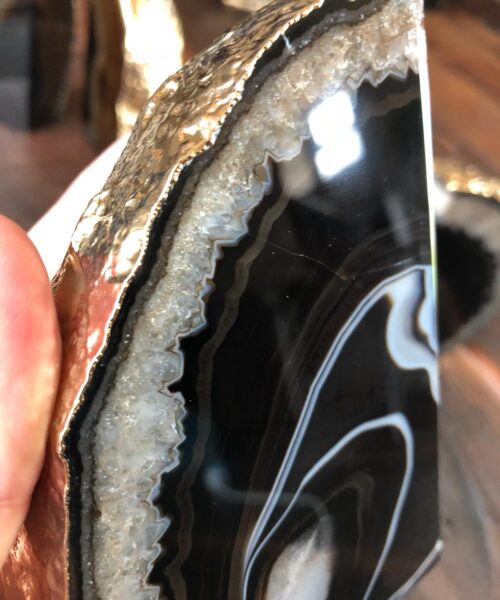 Black Agate 24ct Gold Edge Microcrystalline Quartz Premium Bookends Ornament Gift - Image 7