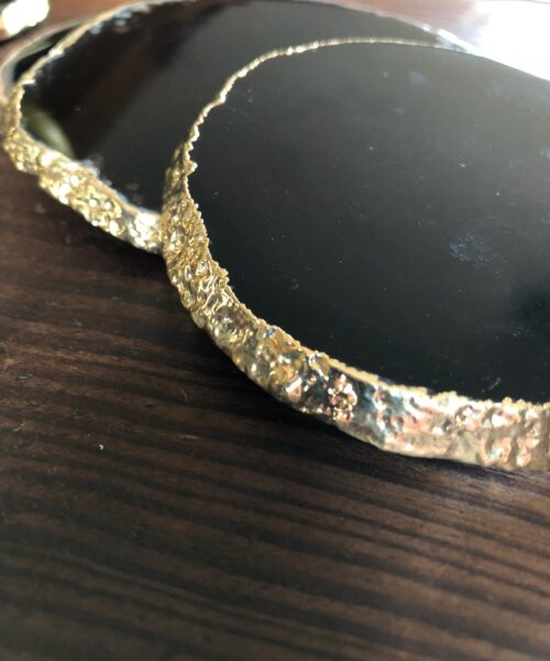 Black Agate 24ct Gold Edge, Gilded, Microcrystalline Quartz Premium Coasters (Set of 4) Gift - Image 13