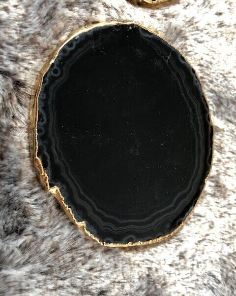 Black Agate 24ct Gold Edge, Gilded, Microcrystalline Quartz Premium Coasters (Set of 4) Gift - Image 3