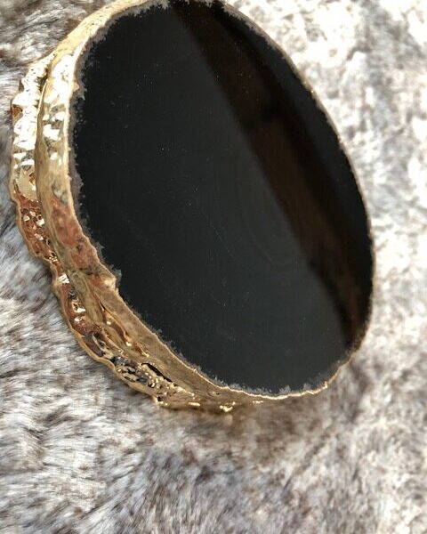 Black Agate 24ct Gold Edge, Gilded, Microcrystalline Quartz Premium Coasters (Set of 4) Gift - Image 6