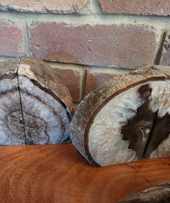 Black Agate Natural Edge Microcrystalline Quartz Premium Bookends Ornament Pair