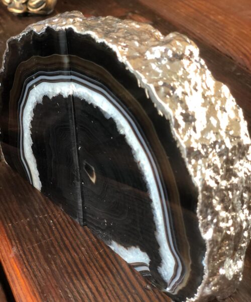 Black Agate Silver Edge Microcrystalline Quartz Premium Bookends Ornament Gift - Image 5