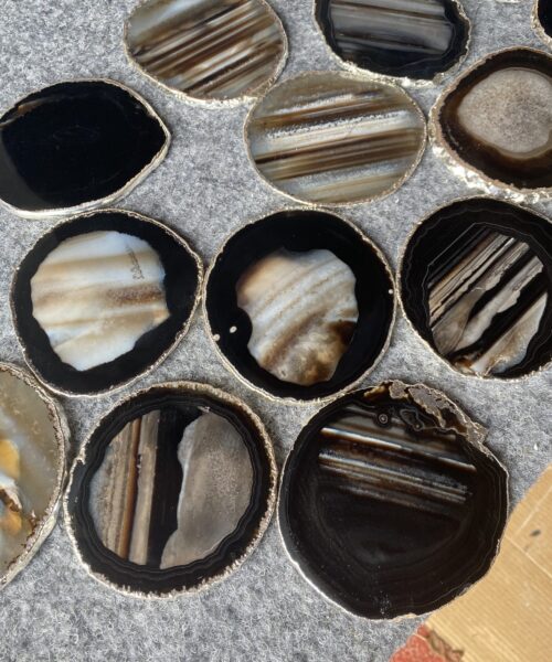 Black Agate Silver Edge, Gilded, Microcrystalline Quartz Premium Coasters (Set of 4) Gift - Image 8