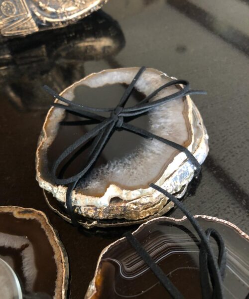 Black Agate Silver Edge, Gilded, Microcrystalline Quartz Premium Coasters (Set of 4) Gift - Image 4