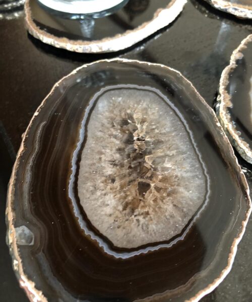 Black Agate Silver Edge, Gilded, Microcrystalline Quartz Premium Coasters (Set of 4) Gift - Image 10