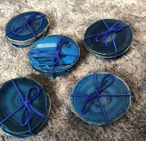 Alternative view of Blue Agate Microcrystalline Quartz Premium Coasters (set of 4) Gift