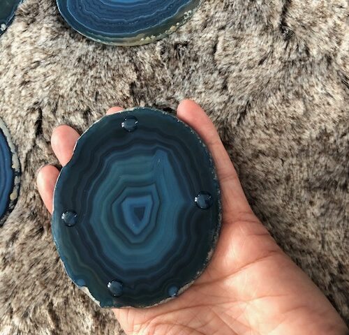 Blue Agate Microcrystalline Quartz Premium Coasters (set of 4) Gift - Image 12