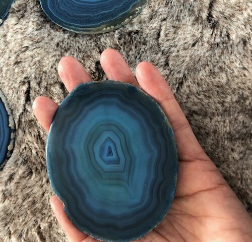 Blue Agate Microcrystalline Quartz Premium Coasters (set of 4) Gift - Image 13