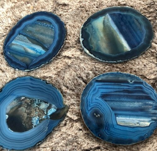 Blue Agate Microcrystalline Quartz Premium Coasters (set of 4) Gift